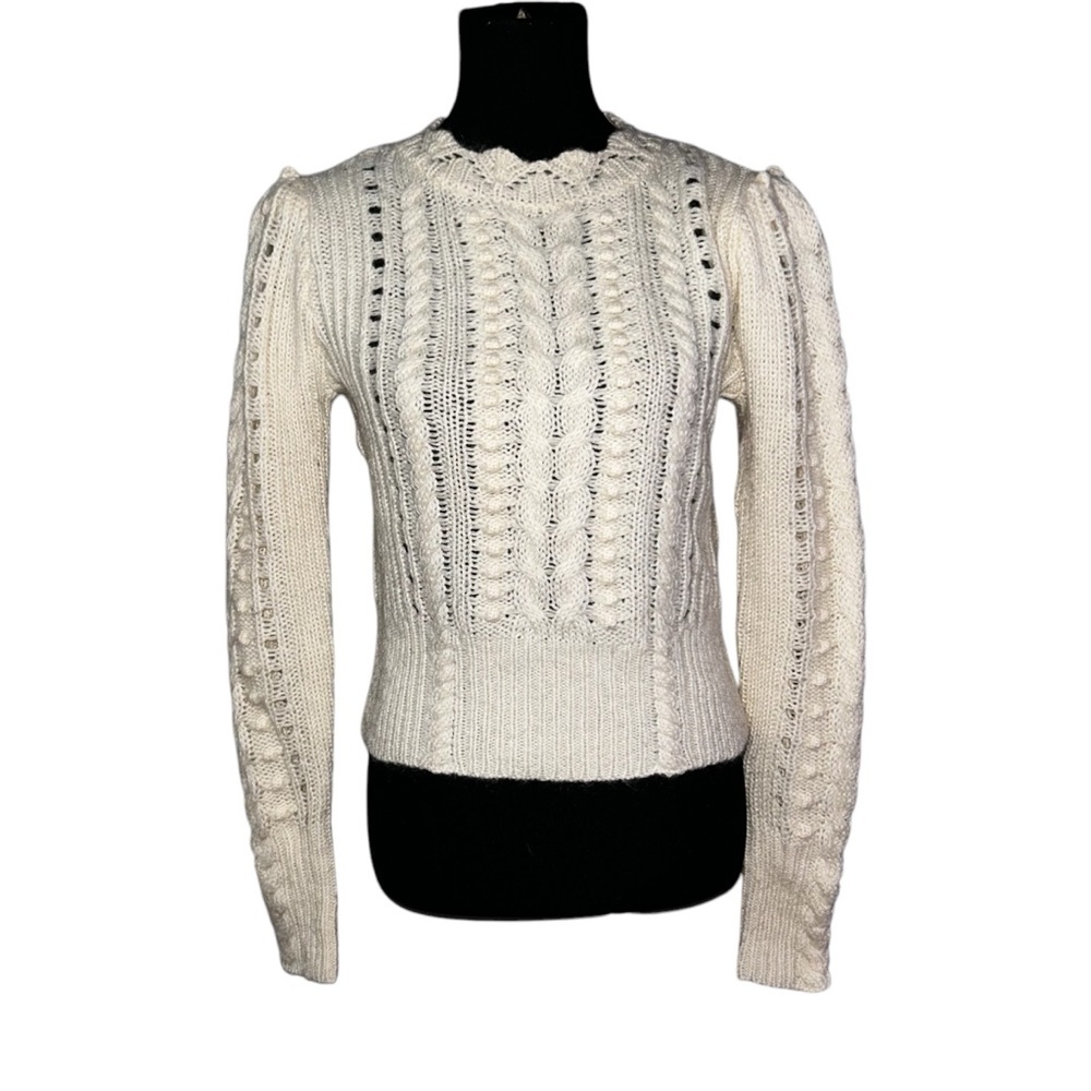 Club Monaco ivory cream bauble sweater medium merino wool blend